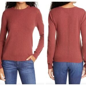 FRAME Pointelle Detail Wool Cashmere Sweater Sable Brown {R18}